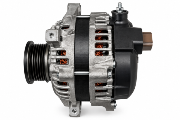 Detailed Automotive Alternator Product Shot Toyota 1GD Alternator 27060-11180 12V for Sale UAE | Prado & Hiace 2.8 Diesel