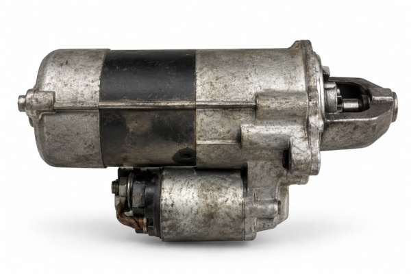 Worn Automotive Starter Motor on White Mitsubishi Starter Motor M002T86971ZT | 12V 2.0kW | 4N15 Triton L200 Pajero Sport